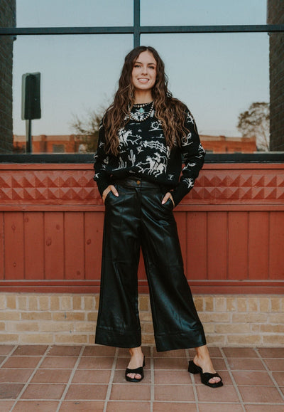 Black Wide Straight Leg Pants P4109 - Southern Soule Designs