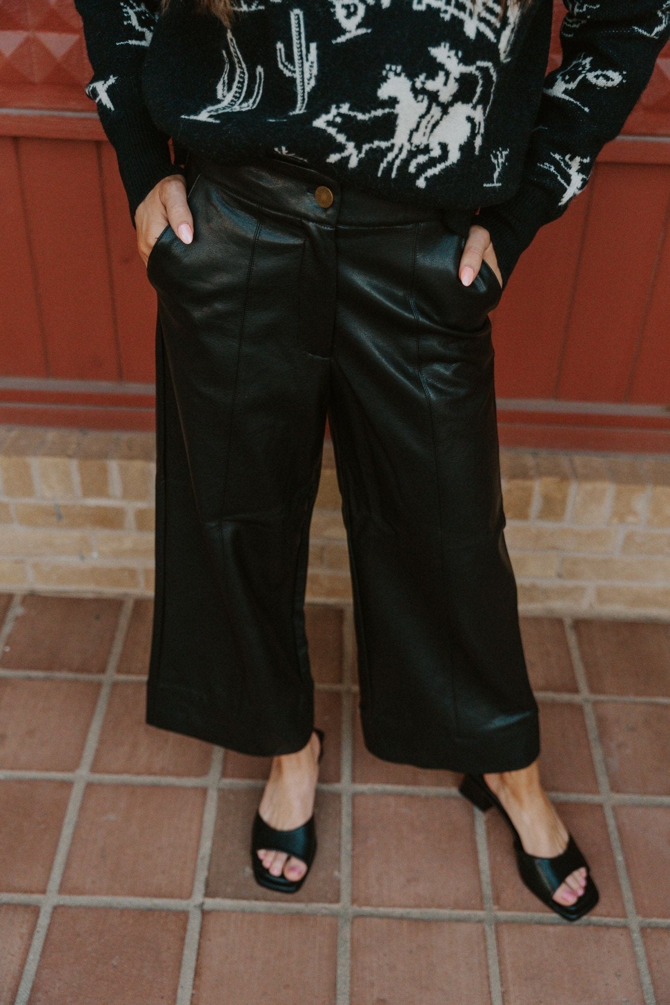 Black Wide Straight Leg Pants P4109 - Southern Soule Designs