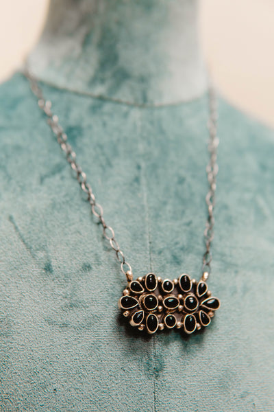 Onyx Floral Bar Necklace