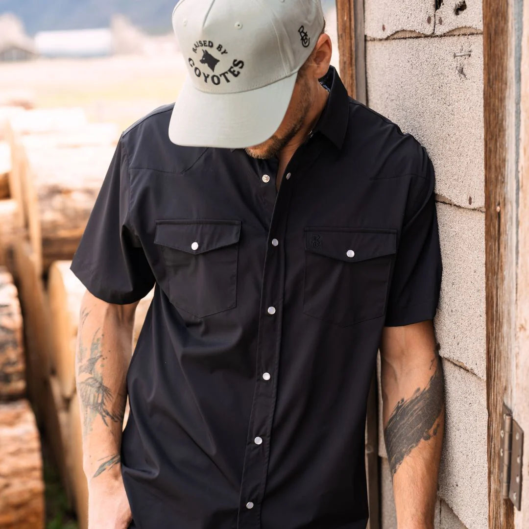 Raised by Coyotes Black Pearl Snap Shirt