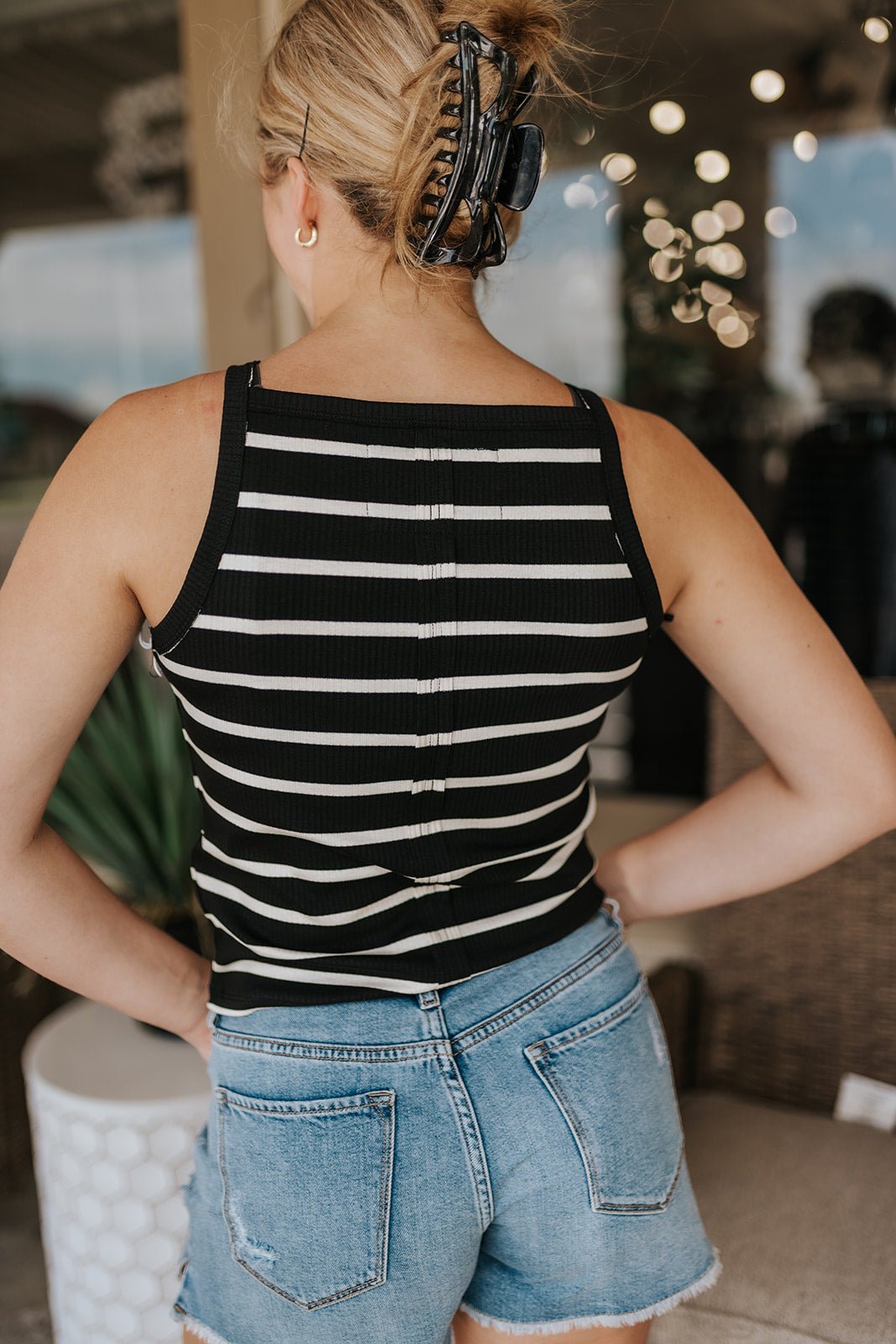 Black/Cream Moira High Neck Top - Southern Soule Designs
