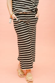 Black/Cream Scallop Stripe Cropped Pants P7283 - Southern Soule Designs