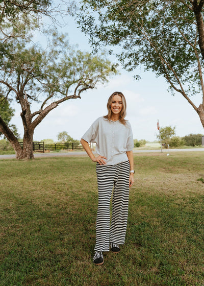 Black/Cream Striped Knit Pants WL25 - 11011 - Southern Soule Designs