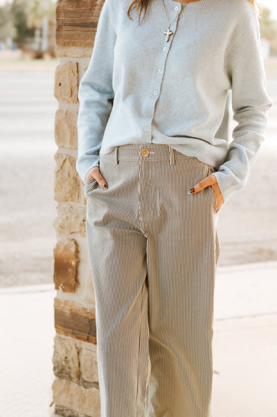 Black/Cream Striped Wide Leg Pants WL25 - 10838 - Southern Soule Designs