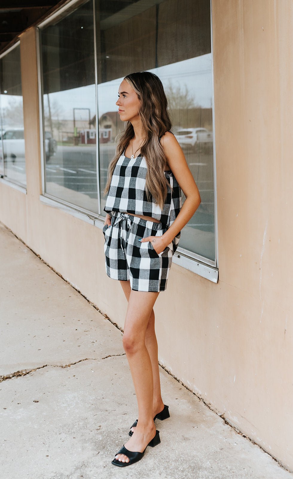 Black/Off White Gingham Tank and Short Set WL25 - 12285 - Southern Soule Designs