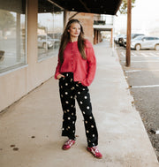 Black/White Dots Wide - Leg Satin Pants DP58506 - Southern Soule Designs