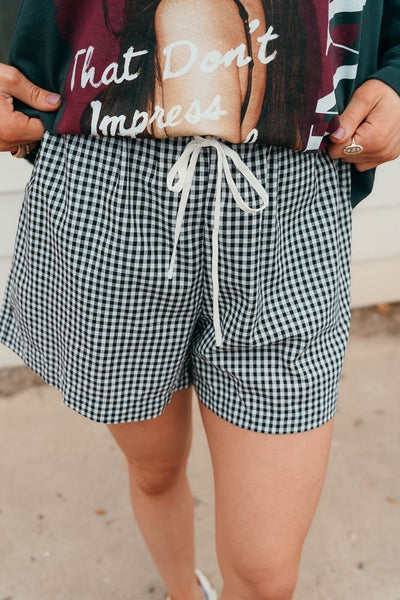 Black/White Gingham Casual Shorts WL25 - 10089 - Southern Soule Designs