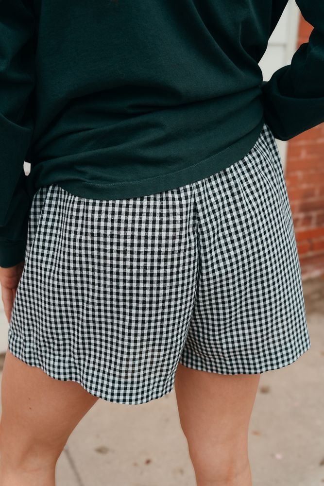 Black/White Gingham Casual Shorts WL25 - 10089 - Southern Soule Designs