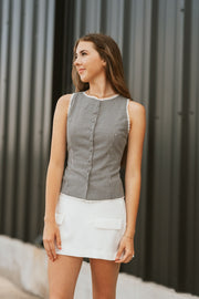 Black/White Gingham Vest TI6142FO - Southern Soule Designs