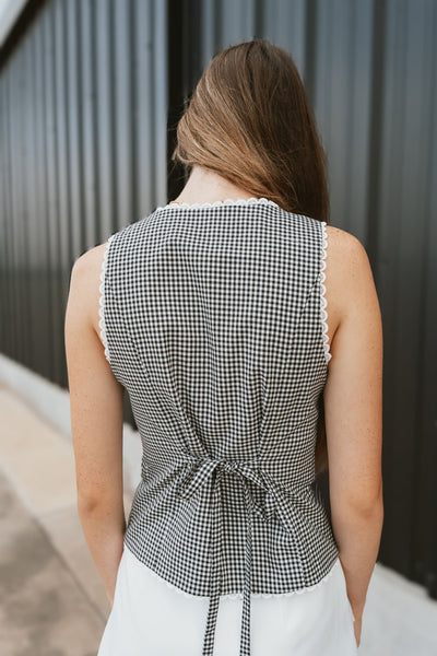 Black/White Gingham Vest TI6142FO - Southern Soule Designs