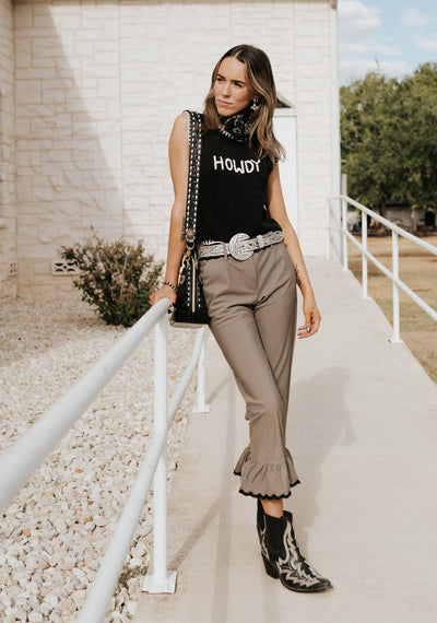 Black/White Howdy Sleeveless Sweater - Southern Soule Designs