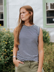 Black/White Stripe Zo Tee - Southern Soule Designs