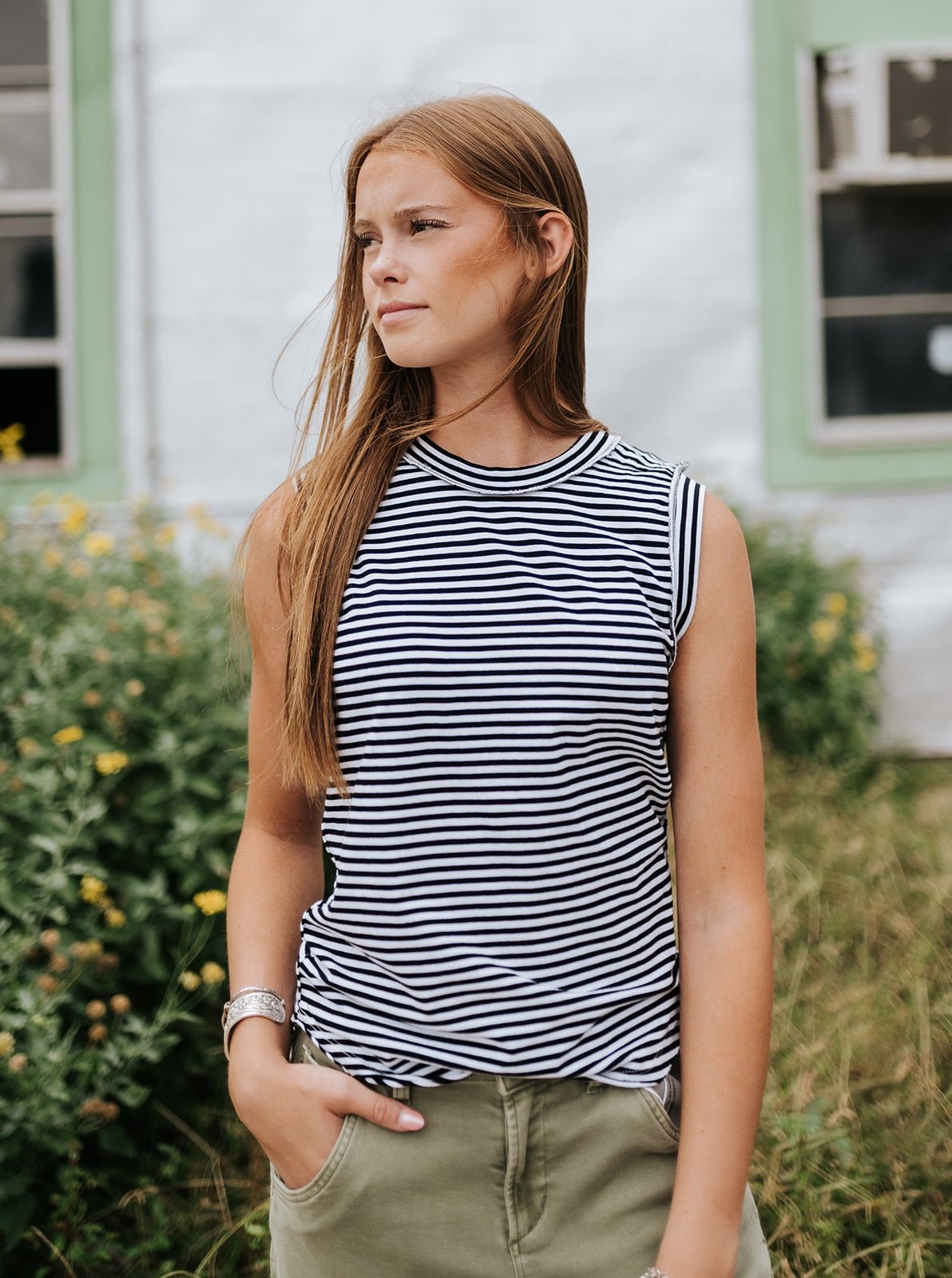 Black/White Stripe Zo Tee - Southern Soule Designs