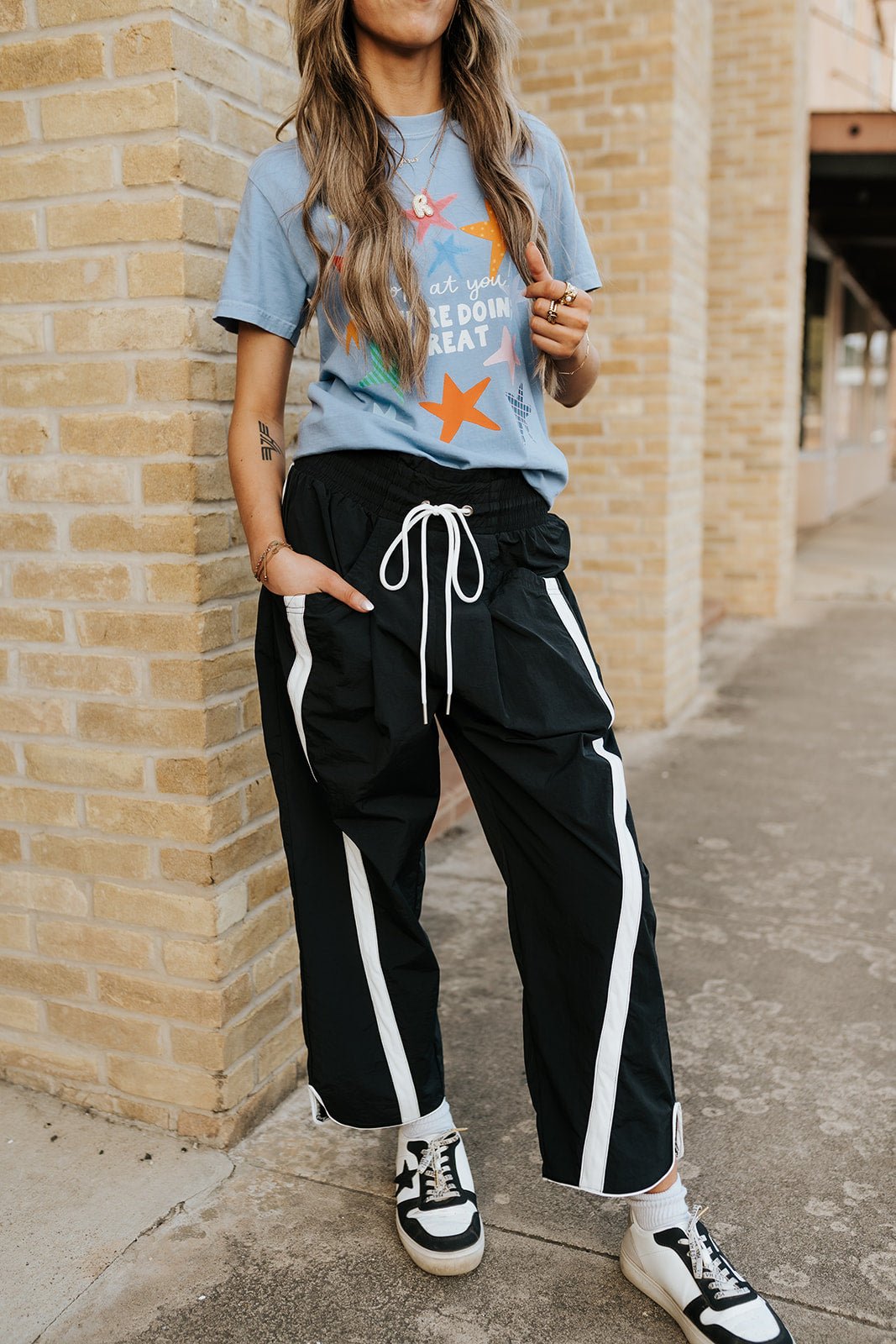 Black/White Windbreaker Pants IP5540 - Southern Soule Designs