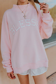 Blessed Emb Mock Neck Sweatshirt IT2594 - Southern Soule Designs