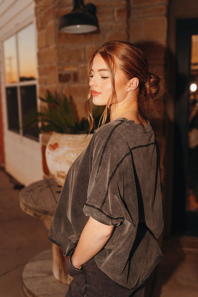 Blk Mineral Washed Oversized Top ET1020 - 2 - Southern Soule Designs