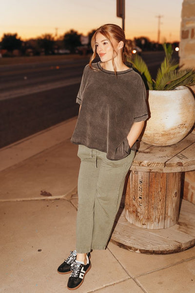 Blk Mineral Washed Oversized Top ET1020 - 2 - Southern Soule Designs