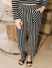 Blk/Wht Stripe Knit Pants P3185ST - Southern Soule Designs