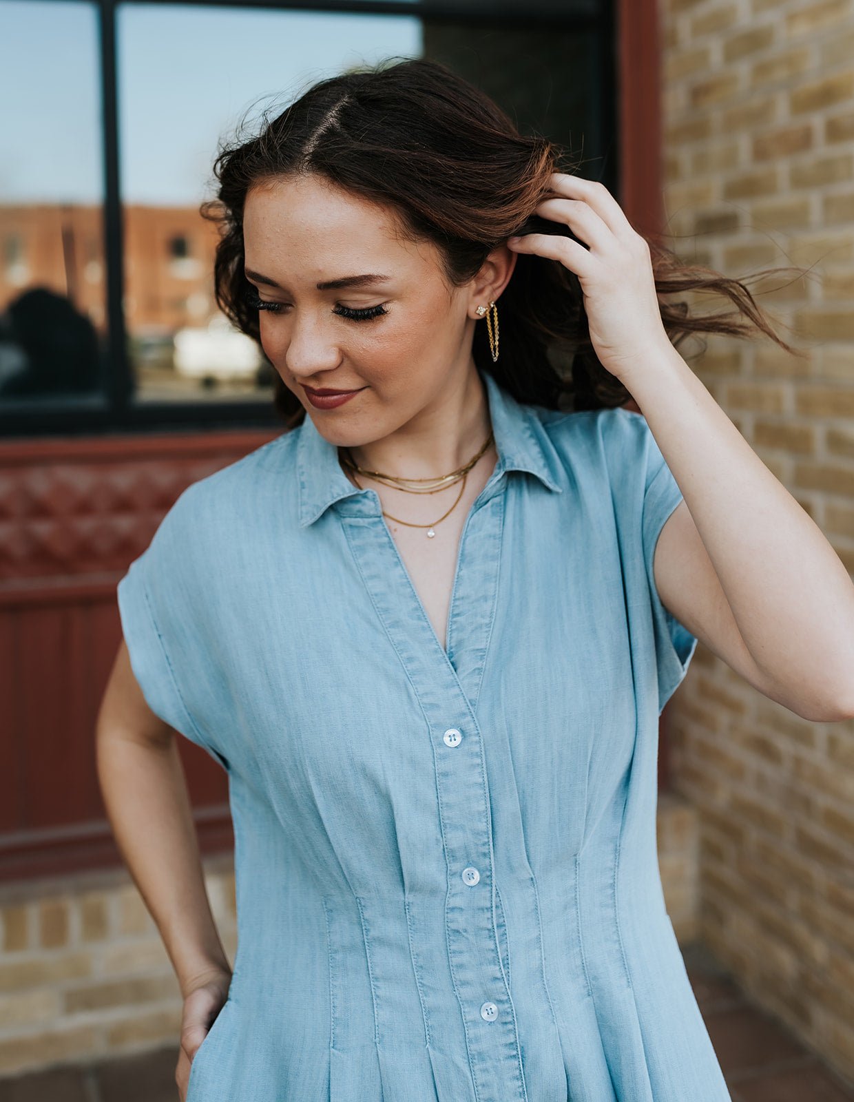 Blue Cap Sleeve Midi Dress DT50411 - Southern Soule Designs