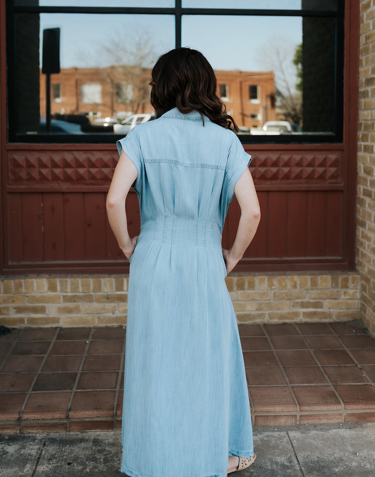 Blue Cap Sleeve Midi Dress DT50411 - Southern Soule Designs