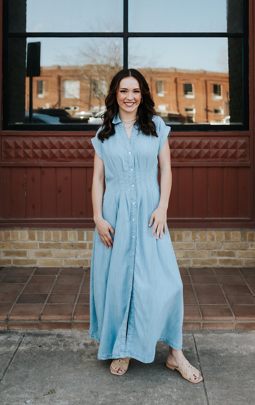 Blue Cap Sleeve Midi Dress DT50411 - Southern Soule Designs