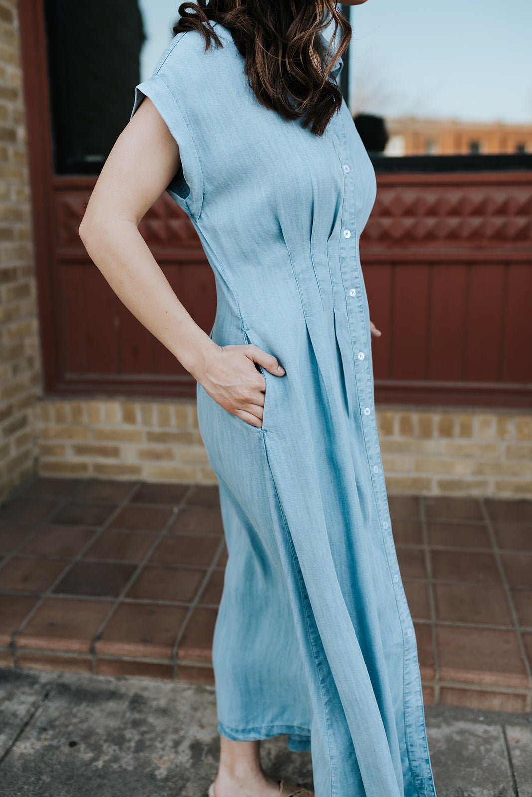 Blue Cap Sleeve Midi Dress DT50411 - Southern Soule Designs