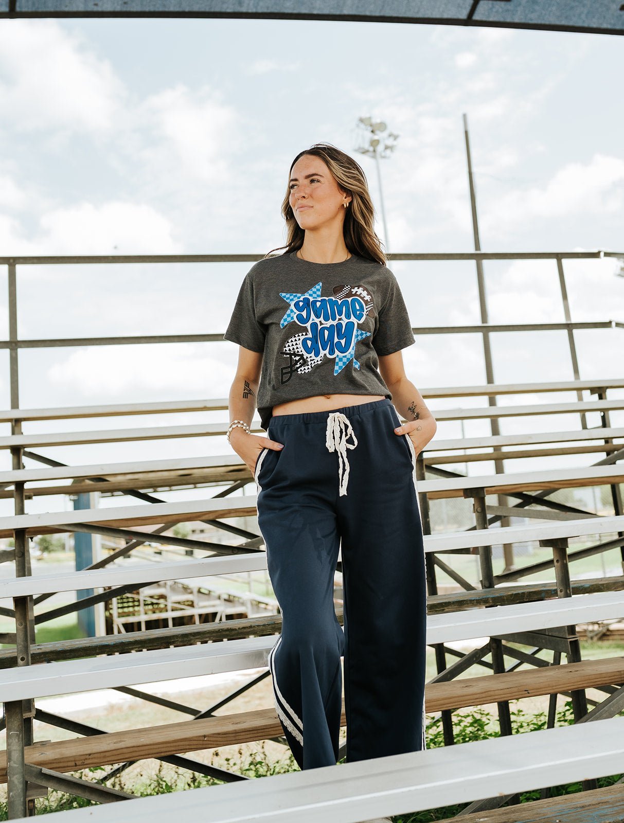 Blue Checkered Stars Game Day Tee - Southern Soule Designs
