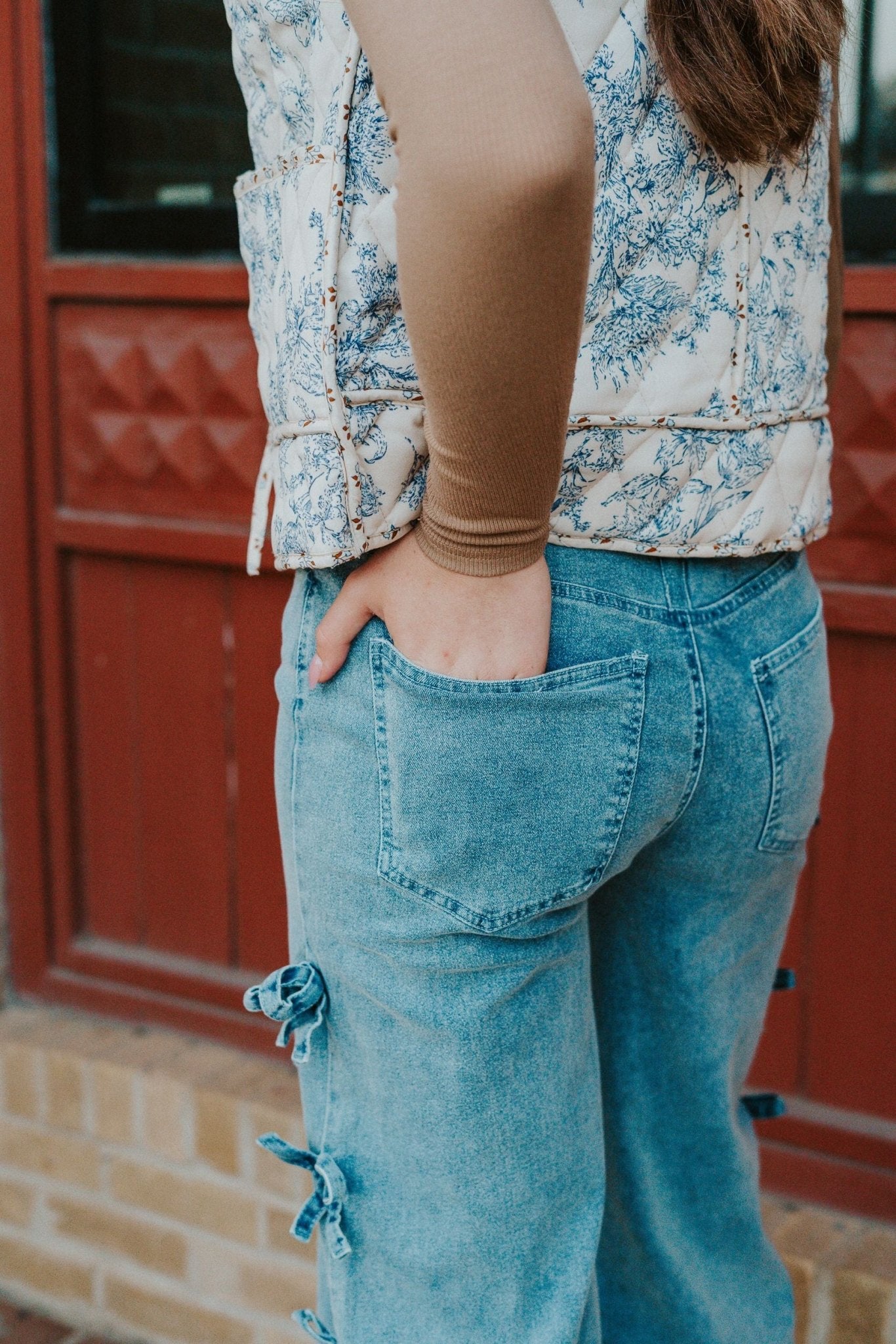 Blue Floral Quilted Vest J24144 - Southern Soule Designs