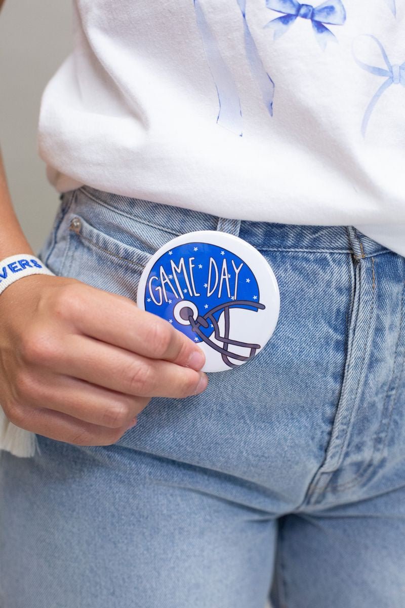 Blue Game Day Helmet Button - Southern Soule Designs