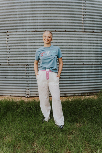 Blue Jean Patriotic Colored Ribbon Trio Puff Tee - Southern Soule Designs