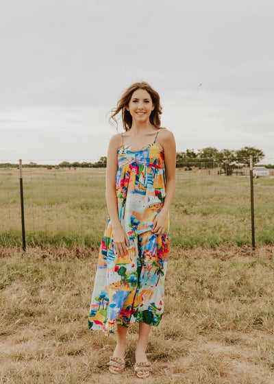 Blue Multi Resort Summer Boat Maxi Dress DC9893FO - Southern Soule Designs