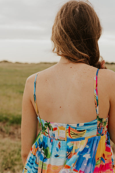 Blue Multi Resort Summer Boat Maxi Dress DC9893FO - Southern Soule Designs