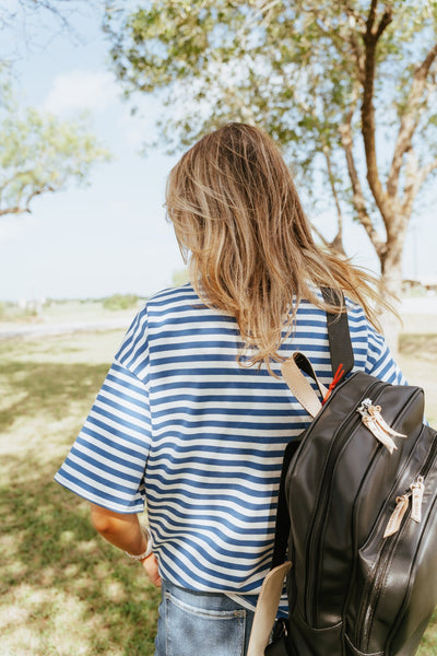 Blue Oversized Blue Stripe Tee TBT880 - Southern Soule Designs