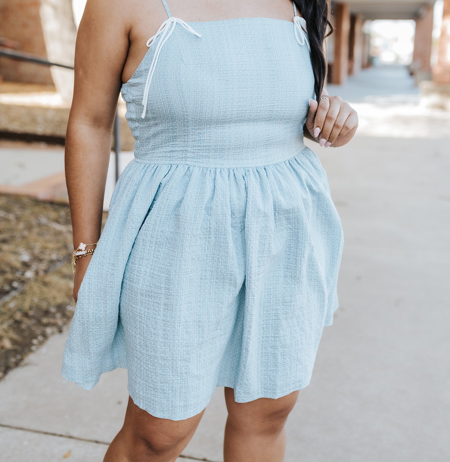 Blue Polka Dot Thin Strap Fit & Flare Dress BMD8215 - Southern Soule Designs