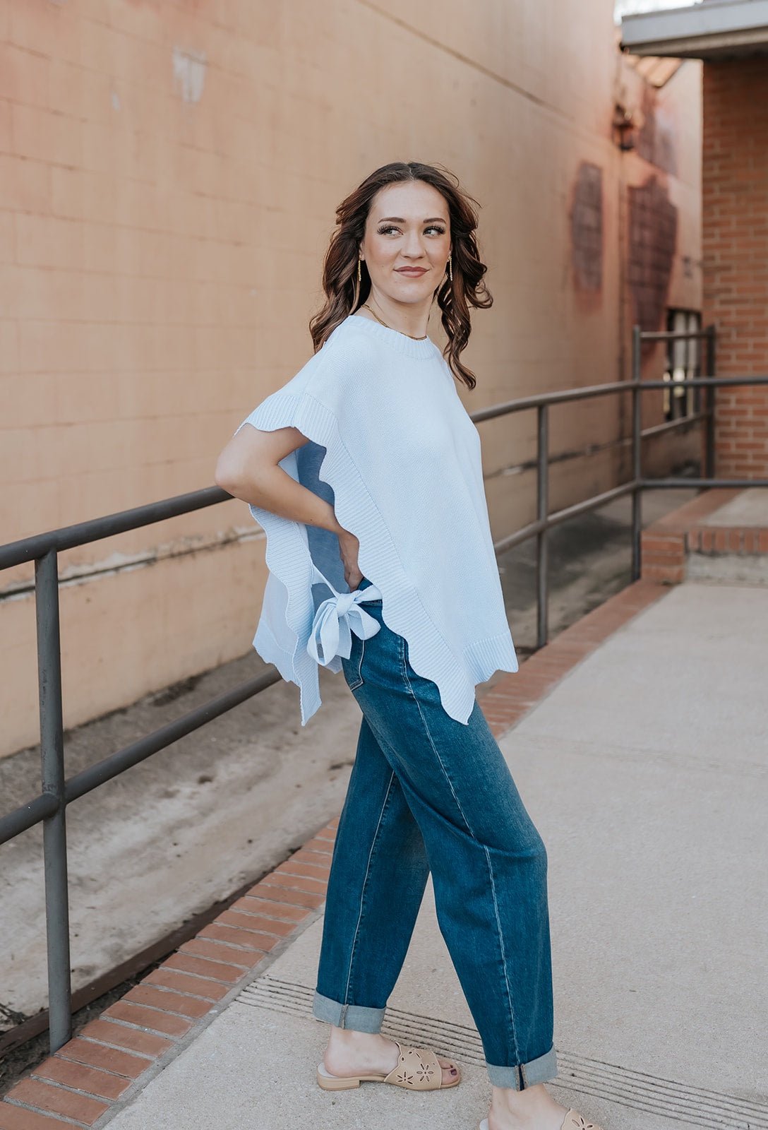 Blue Rigsby Scallop Sweater One Size - Southern Soule Designs