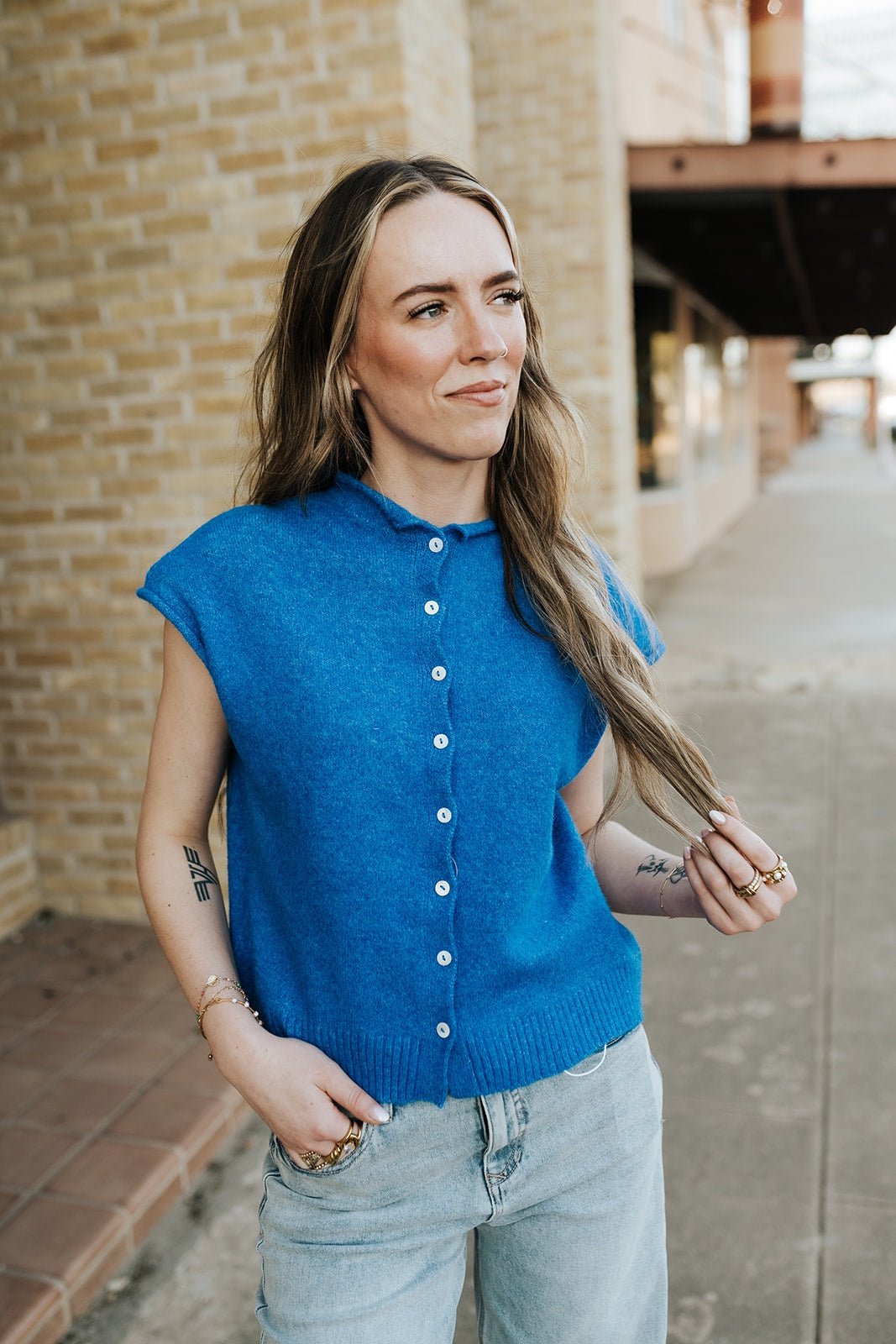 Blue Sweater Vest Cardigan TBW13702 - Southern Soule Designs