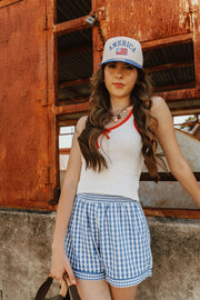 Blue/Ivory Gingham Shorts BMP7658 - Southern Soule Designs