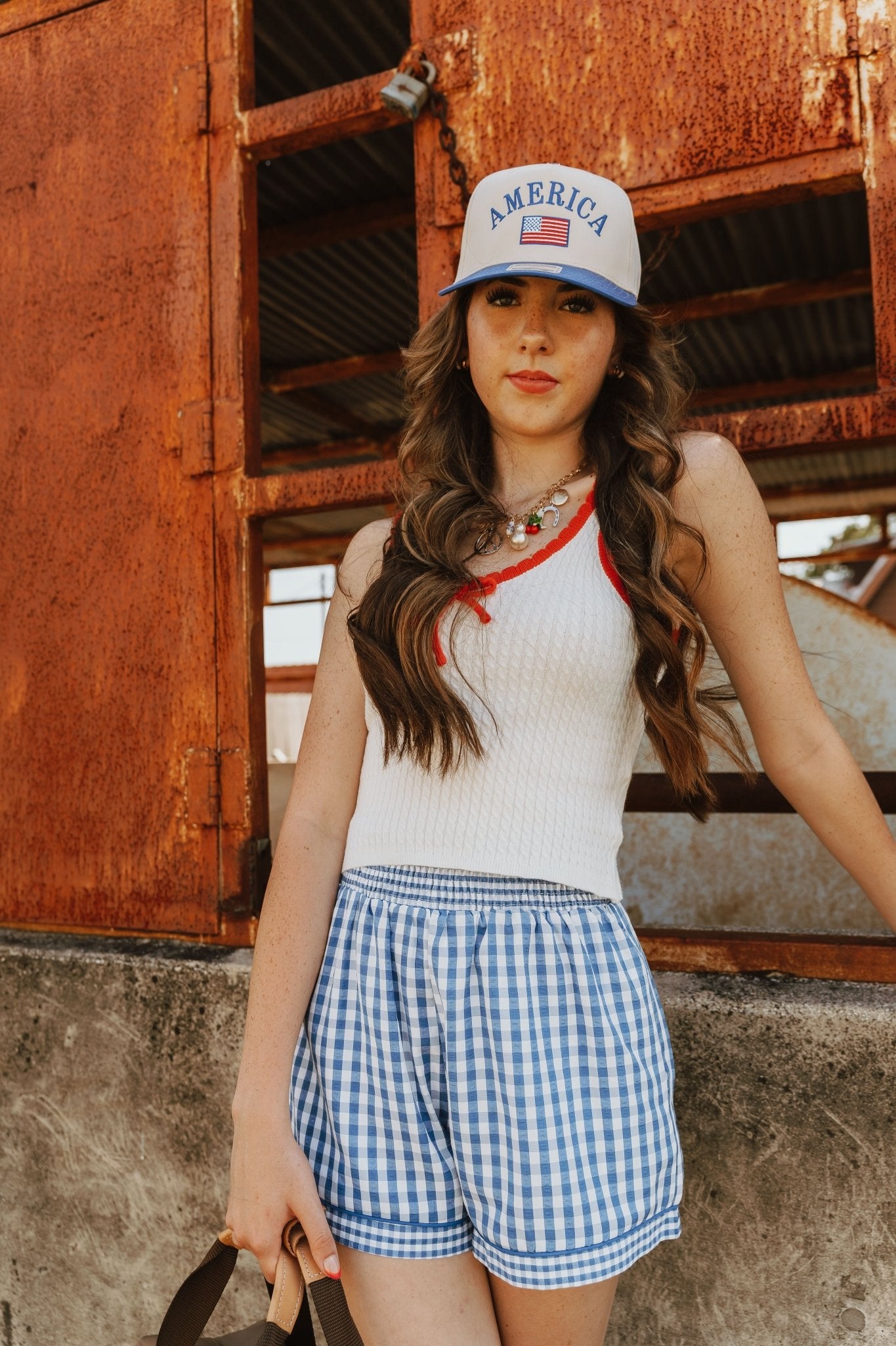 Blue/Ivory Gingham Shorts BMP7658 - Southern Soule Designs