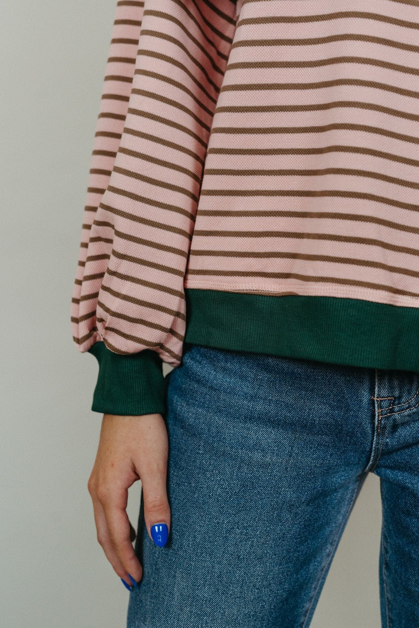 Blush/Green Knit Stripe Sweater T23884 - Southern Soule Designs