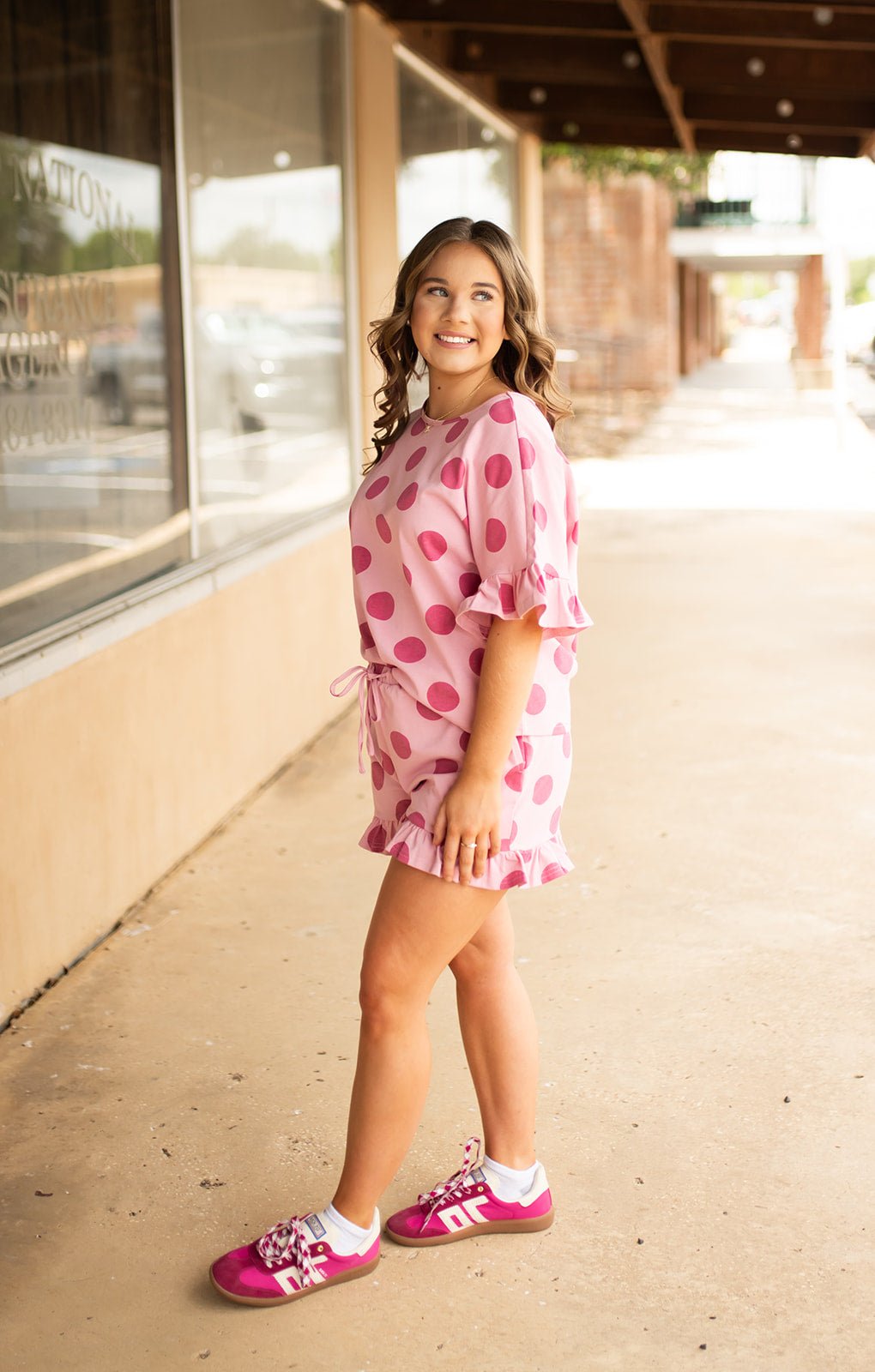 Blush/Pink Polka Dot Top and Shorts Set IB1952S-02 - Southern Soule Designs