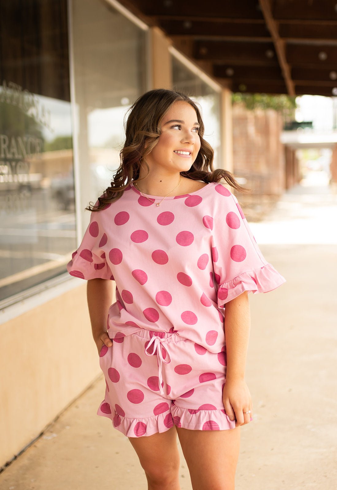 Blush/Pink Polka Dot Top and Shorts Set IB1952S-02 - Southern Soule Designs