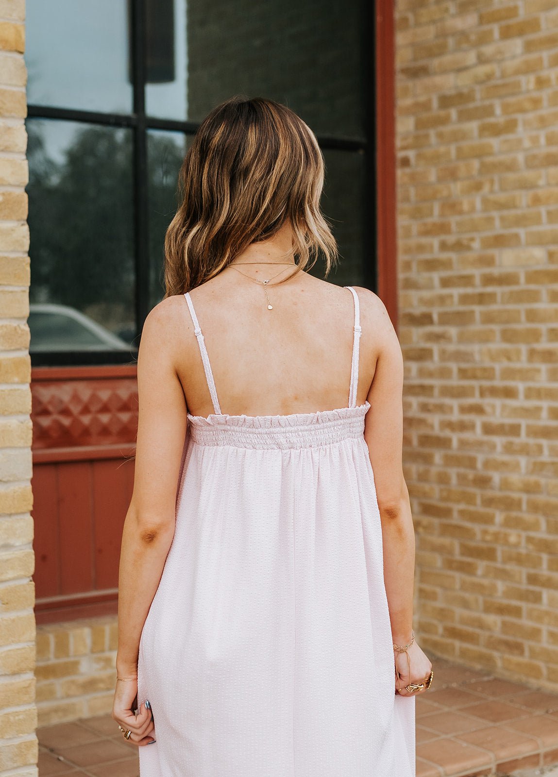 Blush/Pink Striped Sleeveless Midi Dress WL25 - 12509 - Southern Soule Designs