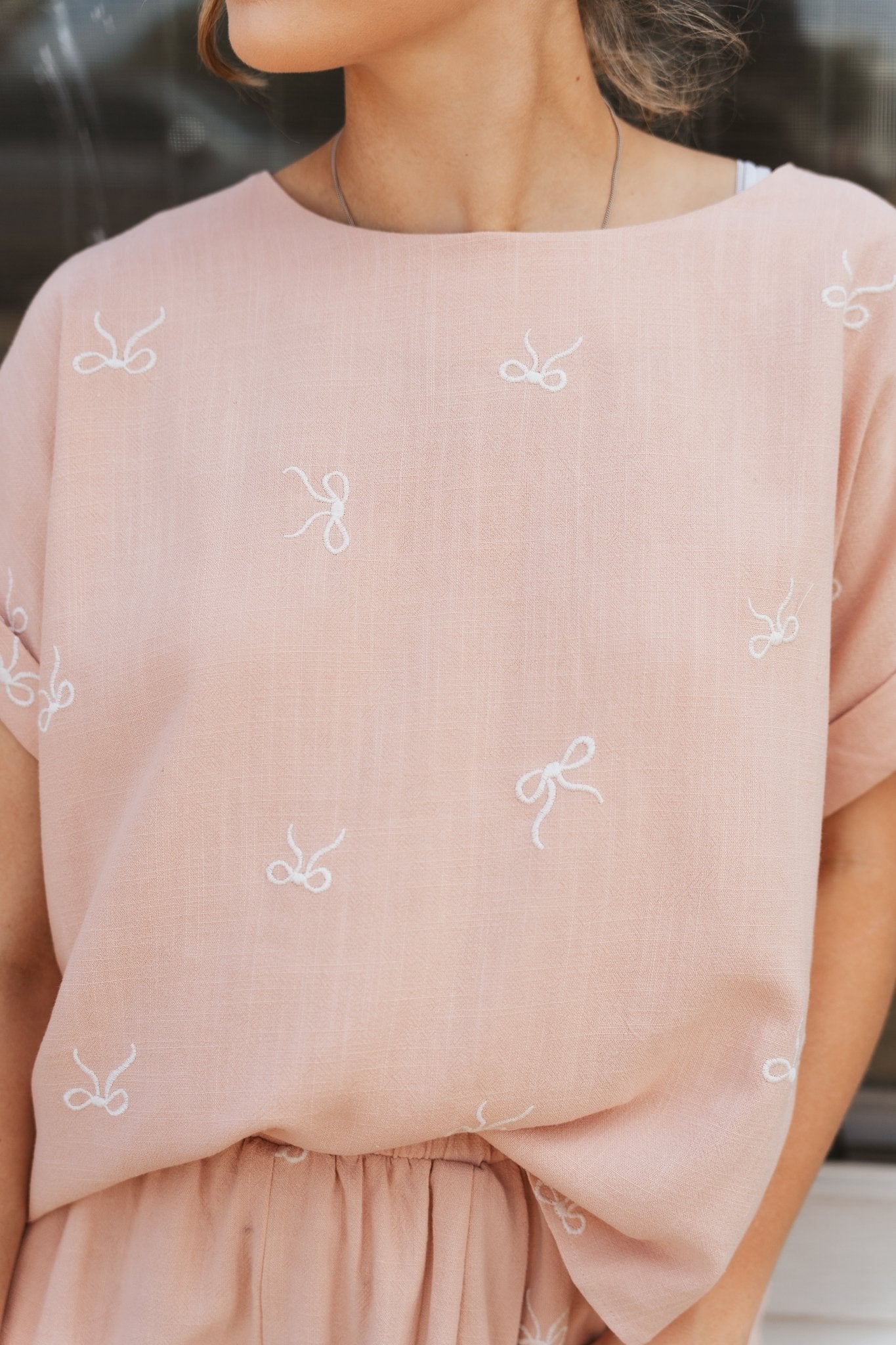 Blush/White Oversized Top Shorts Set IST1598 - H - Southern Soule Designs