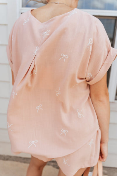 Blush/White Oversized Top Shorts Set IST1598 - H - Southern Soule Designs