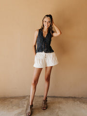 Bone Button Down Shorts PH12241 - Southern Soule Designs