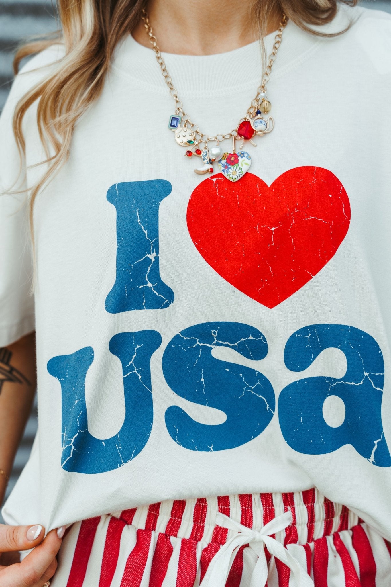 Bone I Heart USA Tee - Southern Soule Designs