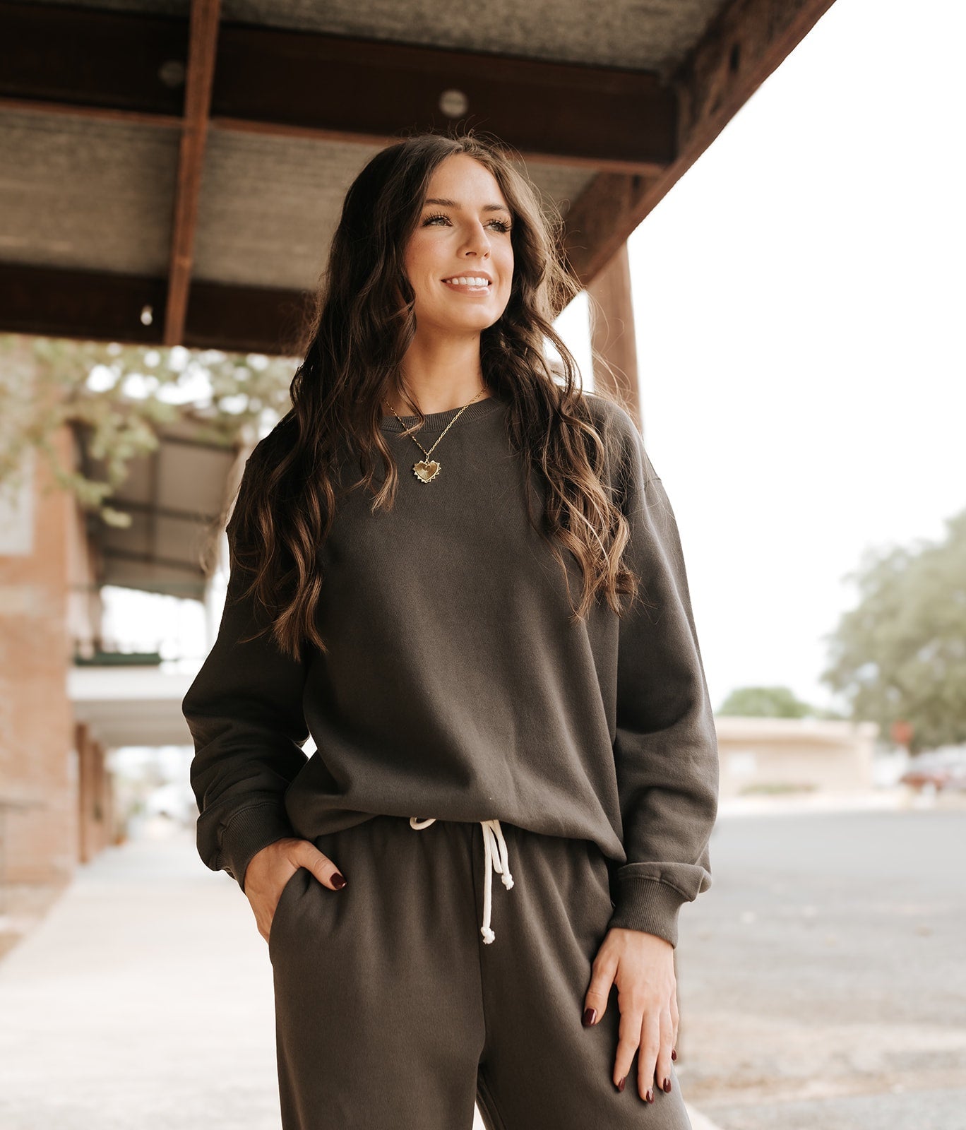 Boyfriend Cotton Sweatshirt Washed Black ZT253861 - Southern Soule Designs