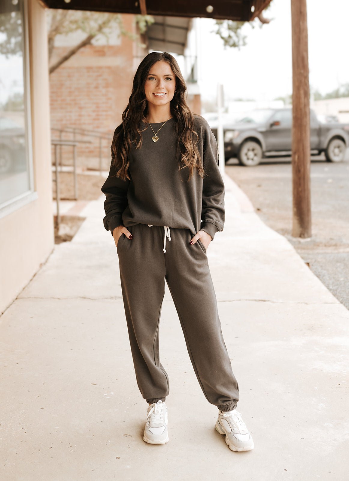 Boyfriend Cotton Sweatshirt Washed Black ZT253861 - Southern Soule Designs