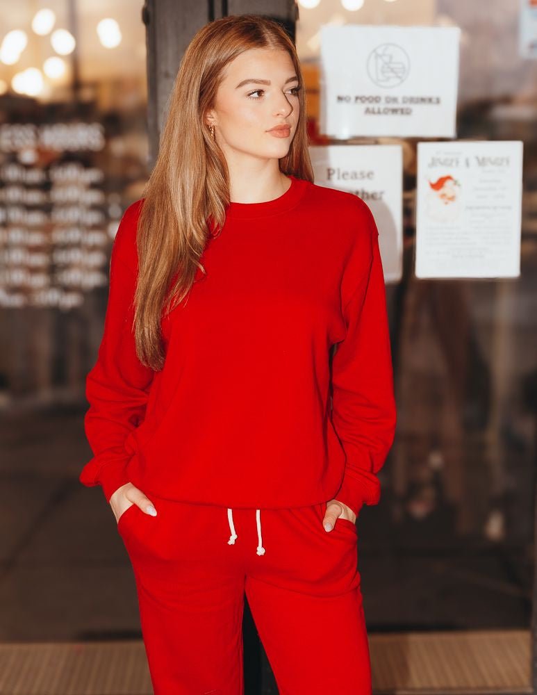 Boyfriend Sweatshirt Haute Red ZT244529 - Southern Soule Designs