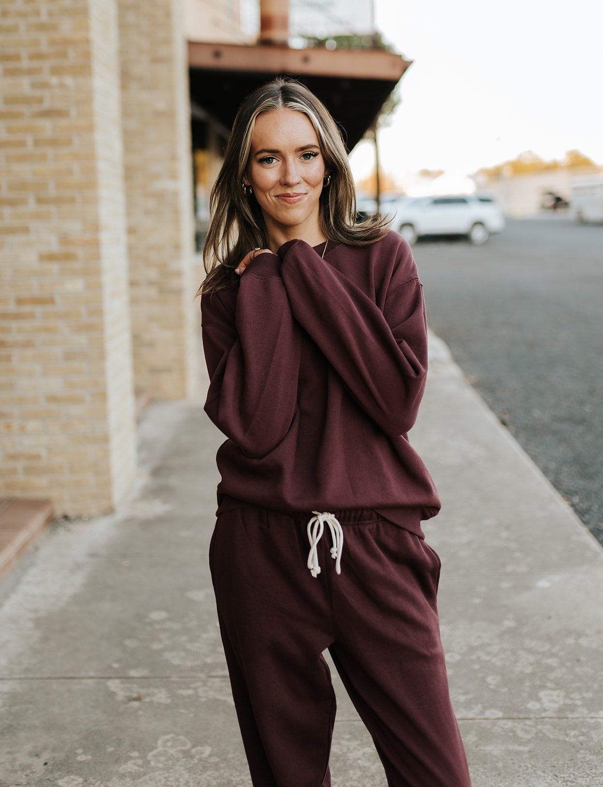 Boyfriend Sweatshirt Merlot ZT254924 - Southern Soule Designs